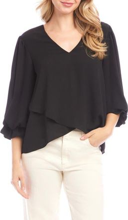 Karen Kane Crossover Hem Asymmetric Top in Black at Nordstrom, Size X-Large