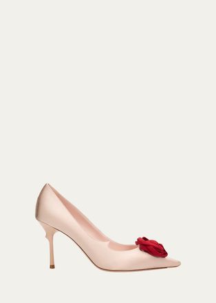 Roger Vivier 80mm Epine Rose Satin Pumps