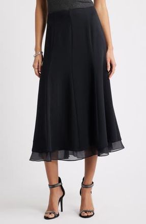 Nordstrom Seamed Layered Midi Skirt in Black at Nordstrom Rack, Size X-Large