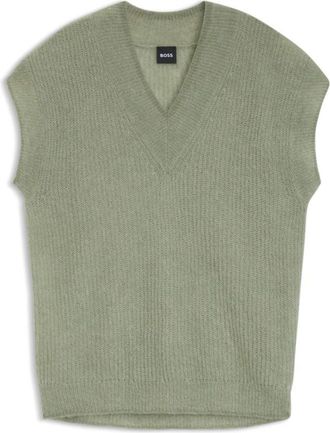 BOSS V-neck top in a knit alpaca blend