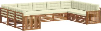 vidaXL Conjunto De Sof&aacute;s De Exterior 9 Uds. Natural Y Crema Vidaxl