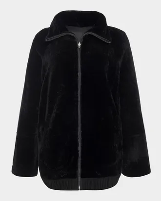Gorski Textured Shearling Lamb Zip Jacket