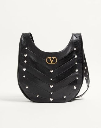 Valentino Garavani Valentino Garavani Hoboho Hobo Bag In Chevron-Patterned Nappa Leather With Studs Wo