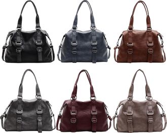 Generic Kexpery PU Leather Shoulder Bag Retro Handbag Large Crossbody Bag for Women (Brown)