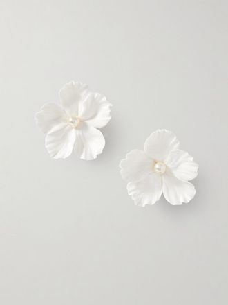 Jennifer Behr Orecchini In Argilla Con Perla Sintetica Verone - Bianco