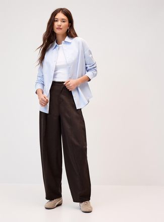 Twik Womens Twill barrel-leg dress pant