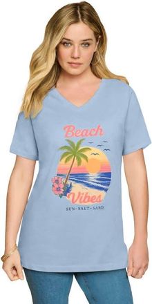 Roaman's Graphic Tee in Pale Blue Beach Vibes at Nordstrom, Size 32