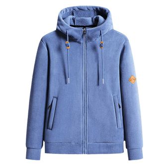 Generic Ladies Outdoor Fleece Jacket for Women Full Zip with Hooded and Zip Pockets Autumn Winter Warm Jackets (Blue, XXXXL)