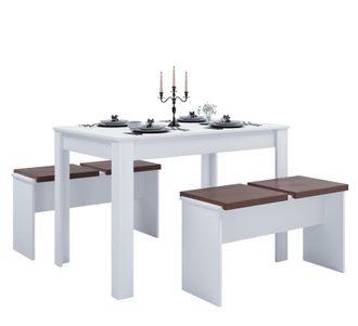 ebuy24 Grupo De Comedor Vcm Juego De Mesa De Cocina Grupo De Mesa Dimensiones Mesa Aprox. Al. 75 X An. 110 X P. 70 Cm Con Dos Bancos Mesa De Comedor - Esal X