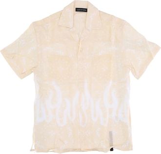 Vision Of Super Flames Bandana Korte Mouw Shirt Beige - Heren - Korte mouwen Overhemden - Beige - S - Overhemden