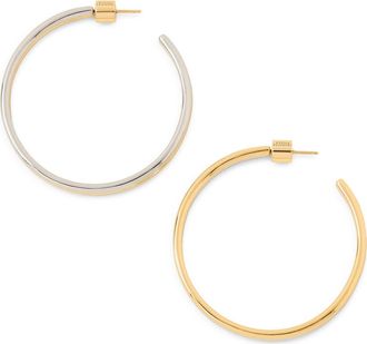 Jennifer Fisher 2-Tone Thread Hoop Earrings in Two Tone at Nordstrom