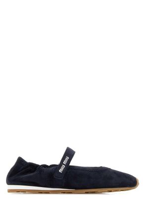 Miu Miu Midnight Blue Suede Ballet Flats