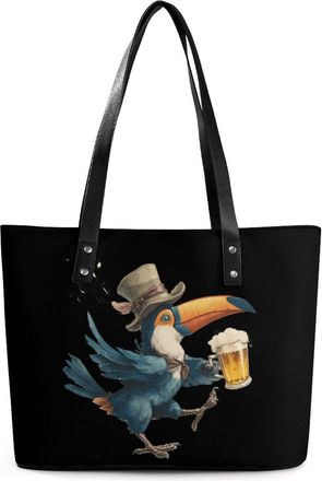Generic Toucan Beer Drinking Bird Tote Bags for Women Cute Shoulder Purses Handbags