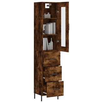 Berkfield Home Highboard Smoked Oak 34.5x34x180 cm Engineered Wood in Brown