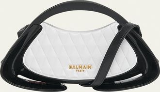 Balmain Jolie Madam Small Top-Handle Bag in Quilted Polyurethane
