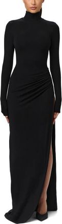 Naked Wardrobe Butter Turtleneck Long Sleeve Maxi Dress in Black at Nordstrom, Size X-Large