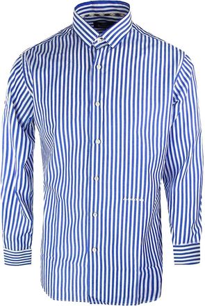 Aquascutum Heren Gestreept Overhemd Met Lange Mouwen (Blauw)