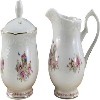 OEM Pot A Lait - Sucrier - Porcelaine Renforc&eacute;e - Rose - Pour Caf&eacute; Th&eacute; - 2 Pi&egrave;ces