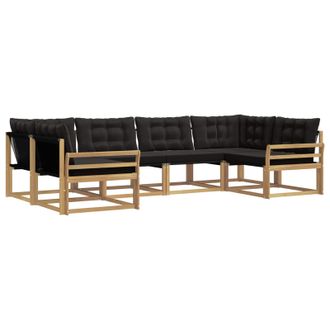 vidaXL Conjunto De Sof&aacute;s De Exterior Con Coj&iacute;n 6 Pcs Blanco Y Negro Vidaxl