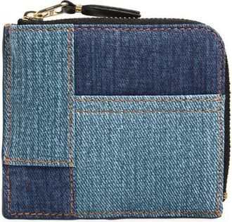 Comme Des Gar&ccedil;ons Denim Print Pocket Half Zip Wallet in Blue at Nordstrom