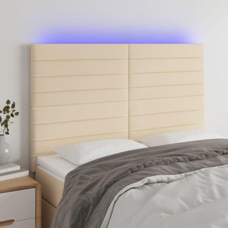 vidaXL Cabecero Con Luces Led Tela Crema 144x5x118/128 Cm Vidaxl