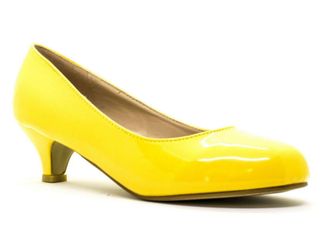 Generic Ladies Womens Low Kitten Heel Work Court Evening Dress Girls Shoes Pumps UK Size 3 4 5 6 7 8 (6 UK, Yellow Patent)