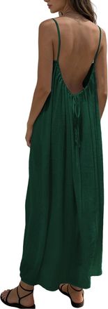Generic Backless Cami Dress Womens Summer Casual Sleeveless Backless Maxi Dress for Beach Vacation Boho Dresses 2026 Deep Green