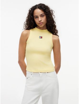 Tommy Hilfiger Womens Tommy Jeans Slim Fit Mockneck Tank Top - Yellow - M