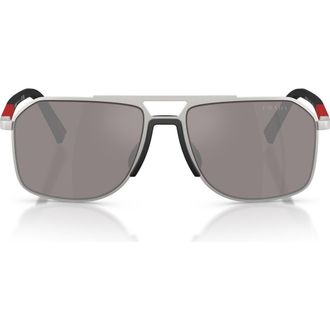 Prada 56mm Pilot Sunglasses in Matte Silver /Purple Brown at Nordstrom