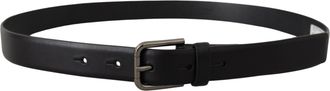 Dolce & Gabbana Mens Black Calf Leather Classic Logo Metal Buckle Belt