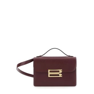 Victoria Beckham Dorian Bordeaux Shoulder Bag With Adjustable And Removable Shoulder Strap And Logo Plaque On The Front In Leather