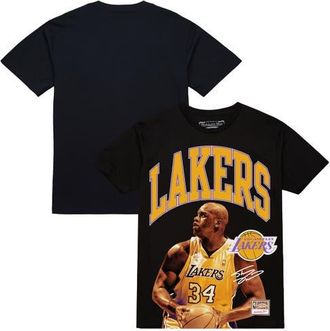 Mitchell & Ness Mens Mitchell & Ness Shaquille ONeal Black Los Angeles Lakers Hardwood Classics Player Arch T-Shirt at Nordstrom, Size Medium