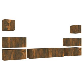 vidaXL Set De Muebles De Tv 8 Pzas Madera Contrachapada Roble Ahumado Vidaxl