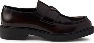 Prada logo-plaque leather loafers - men - Leather/Rubber/Leather - 10.5 - Brown