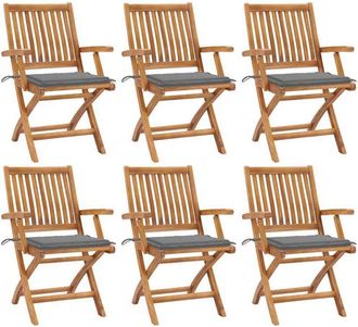 vidaXL Sillas De Jard&iacute;n Plegables 6 Uds Madera Maciza Teca Con Cojines Vidaxl