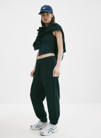 Twik Womens Solid cotton-fleece loose joggers