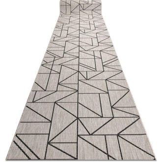 RugsX Rugsx - Alfombra de pasillo sizal floorlux modelo 20605 Triángulos, Geométrico plateado / negro 100 cm beige 100x170 cm