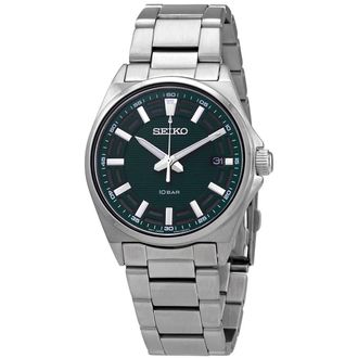 Seiko Quartz Green Dial Stainless Steel Mens Watch SUR503P1