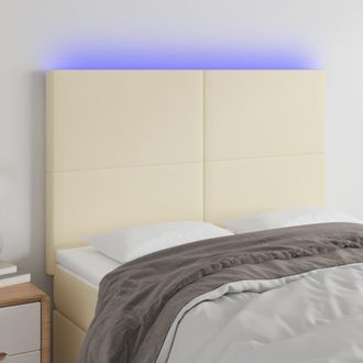 vidaXL Cabecero Con Luces Led Cuero Sint&eacute;tico Crema 144x5x118/128 Cm Vidaxl