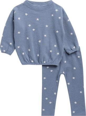 Rylee + Cru Star Print Two-Piece Sweat Set in Marine at Nordstrom, Size 12-18M