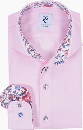 R2 Mens R2 LONG SLEEVED CUT AWAY COLLAR SHIRT PINK - Size: 48/50