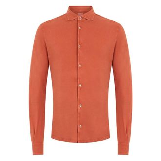 Fedeli Blouses & Shirts - Heren - Casual Overhemden - Oranje - S - Overhemden