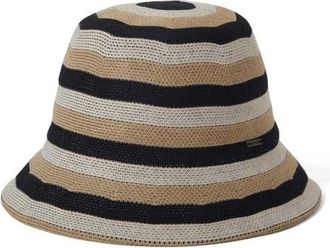 Brixton Lisboa Stripe Bucket Hat in Black/Sand/Whitecap at Nordstrom, Size X-Small