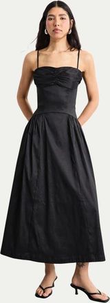 Warehouse Dropped Waist Ruched Bust Midi Dress in Black at Nordstrom, Size 10