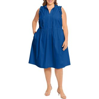 Maggy London Solid Poplin Trapeze Dress in Directoire Blue at Nordstrom Rack, Size 14W