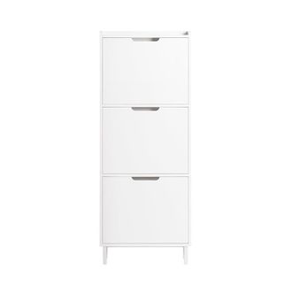 SoBuy Zapatero estrecho con 3 solapas mdf blanco