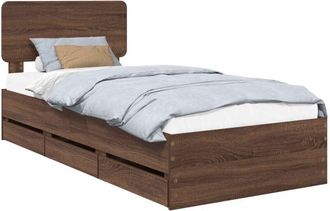 vidaXL Estructura De Cama Roble Marr&oacute;n 90 X 190 Cm Madera Ingenieril Vidaxl