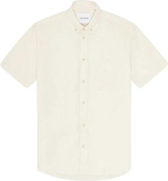 Les Deux Konrad Cotton Linen Ss - Heren - Korte mouwen Overhemden - Beige - M - Katoen - Overhemden