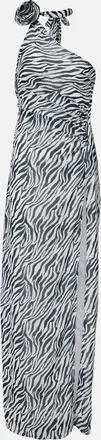 Bananhot Louise zebra-print one-shoulder maxi dress