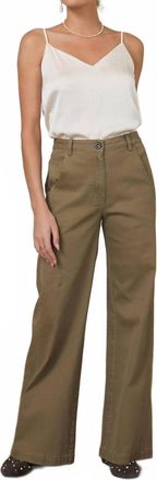 Skies Are Blue Clothing Cotton Twill Straight-Leg Pants In Olive